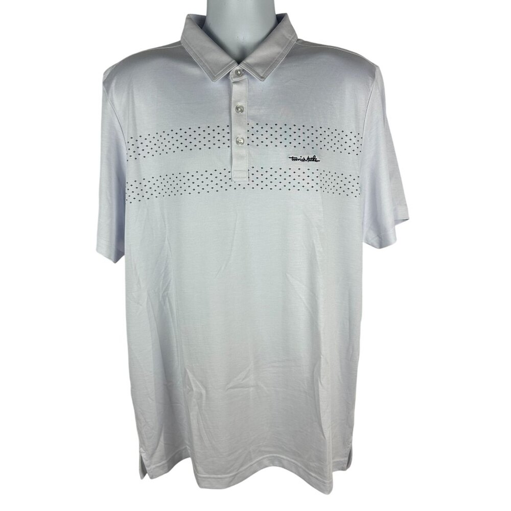 Travis Mathew Mens XL White Pima Cotton & Polyester Polo Shirt Button Closure